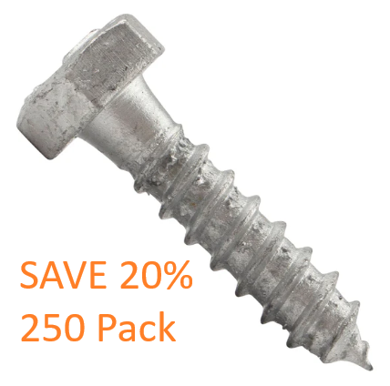 1/4"-10 x 1" Conquest Hex Head Lag Bolt for Wood - Hot Dip Galvanized - 250 Pack